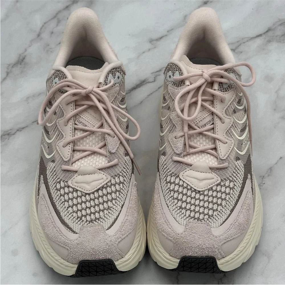 NEW Hoka One One Clifton LS Shoes Mens Size 12 Pink Cream Running Sneakers